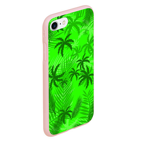 Чехол iPhone 7/8 матовый ПАЛЬМЫ ЛЕТО TROPICAL / 3D-Светло-розовый – фото 2