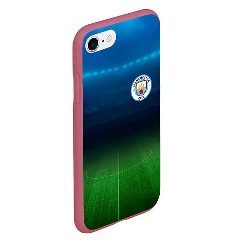 Чехол iPhone 7/8 матовый MANCHESTER CITY / 3D-Малиновый – фото 2