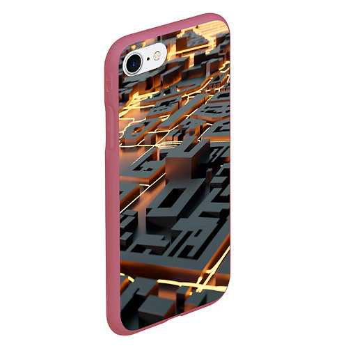 Чехол iPhone 7/8 матовый 3D абстрактная схема / 3D-Малиновый – фото 2