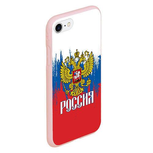 Чехол iPhone 7/8 матовый РОССИЯ ТРИКОЛОР / 3D-Светло-розовый – фото 2