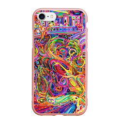Чехол iPhone 7/8 матовый НЕОНОВЫЕ ЛИНИИ АБСТРАКЦИЯ, цвет: 3D-светло-розовый