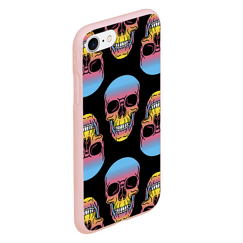 Чехол iPhone 7/8 матовый Neon skull! / 3D-Светло-розовый – фото 2