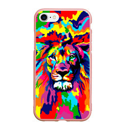 Чехол iPhone 7/8 матовый Лев Artistic Art, цвет: 3D-светло-розовый