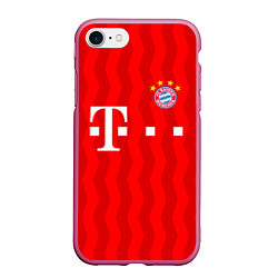 Чехол iPhone 7/8 матовый FC Bayern Munchen, цвет: 3D-малиновый