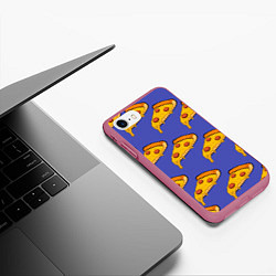 Чехол iPhone 7/8 матовый Кусочки пиццы, цвет: 3D-малиновый — фото 2