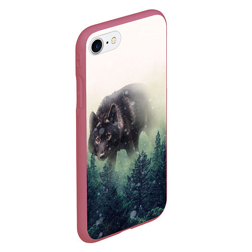 Чехол iPhone 7/8 матовый Волк / 3D-Малиновый – фото 2