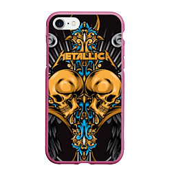 Чехол iPhone 7/8 матовый Metallica, цвет: 3D-малиновый