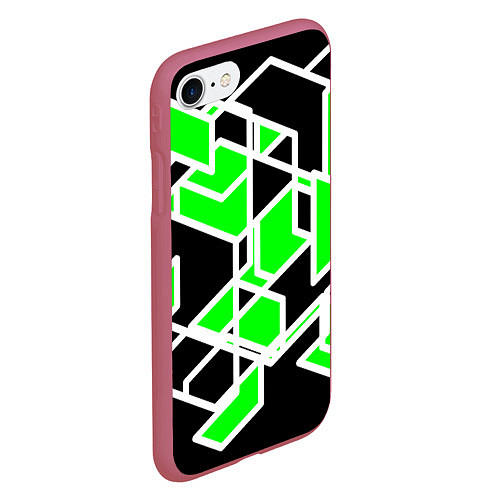 Чехол iPhone 7/8 матовый Зелёное трубы / 3D-Малиновый – фото 2