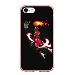 Чехол iPhone 7/8 матовый MICHAEL JORDAN, цвет: 3D-светло-розовый