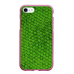 Чехол iPhone 7/8 матовый Зелёная чешуя, цвет: 3D-малиновый