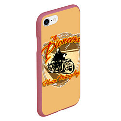 Чехол iPhone 7/8 матовый Hoosier Motorcycling, цвет: 3D-малиновый — фото 2