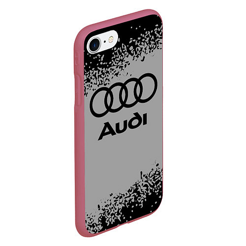 Чехол iPhone 7/8 матовый AUDI АУДИ / 3D-Малиновый – фото 2