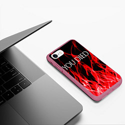 Чехол iPhone 7/8 матовый YOU DIED, цвет: 3D-малиновый — фото 2