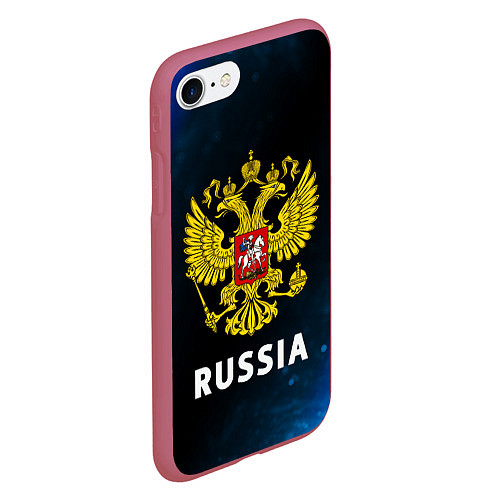 Чехол iPhone 7/8 матовый RUSSIA РОССИЯ / 3D-Малиновый – фото 2