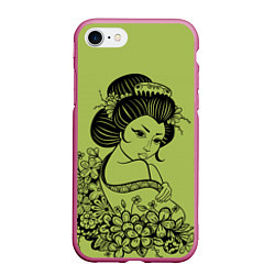 Чехол iPhone 7/8 матовый Geisha 23, цвет: 3D-малиновый