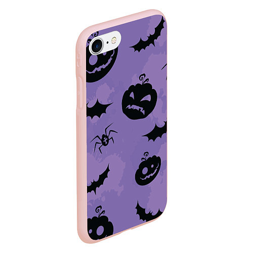 Чехол iPhone 7/8 матовый Фиолетовый хэллоуин / 3D-Светло-розовый – фото 2