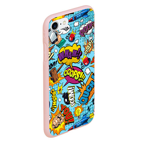 Чехол iPhone 7/8 матовый Pop art comics / 3D-Светло-розовый – фото 2