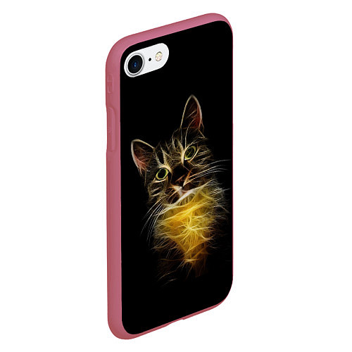 Чехол iPhone 7/8 матовый Дымчато-световой кот / 3D-Малиновый – фото 2