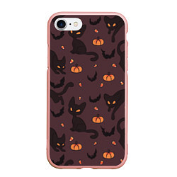 Чехол iPhone 7/8 матовый Хэллоуиновский кот, цвет: 3D-светло-розовый