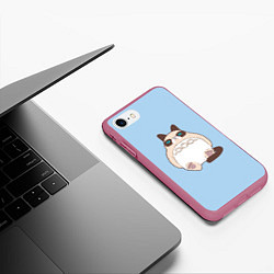 Чехол iPhone 7/8 матовый Тоторный кот, цвет: 3D-малиновый — фото 2