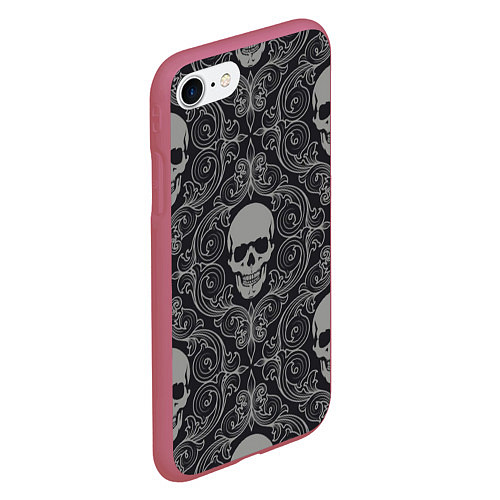 Чехол iPhone 7/8 матовый Skulls / 3D-Малиновый – фото 2