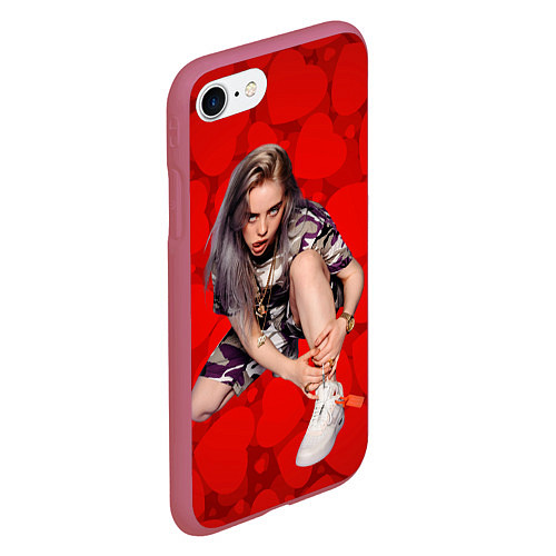 Чехол iPhone 7/8 матовый Billie Eilish Билли Айлиш / 3D-Малиновый – фото 2