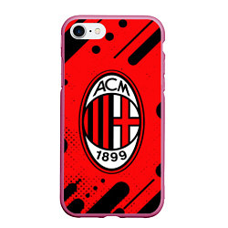 Чехол iPhone 7/8 матовый AC MILAN МИЛАН, цвет: 3D-малиновый