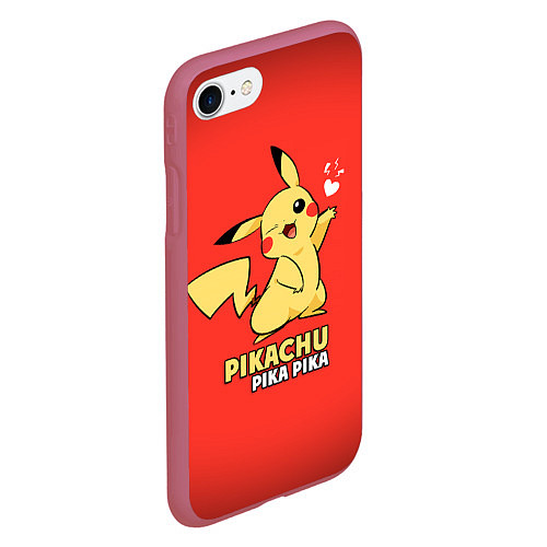 Чехол iPhone 7/8 матовый Pikachu Pika Pika / 3D-Малиновый – фото 2