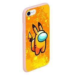 Чехол iPhone 7/8 матовый AMONG US - Pikachu, цвет: 3D-светло-розовый — фото 2