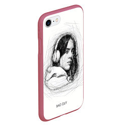 Чехол iPhone 7/8 матовый Billie Eilish карандаш, цвет: 3D-малиновый — фото 2