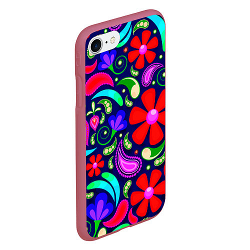 Чехол iPhone 7/8 матовый Flower$$$ / 3D-Малиновый – фото 2