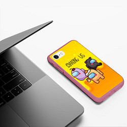 Чехол iPhone 7/8 матовый Among Us Желток, цвет: 3D-малиновый — фото 2
