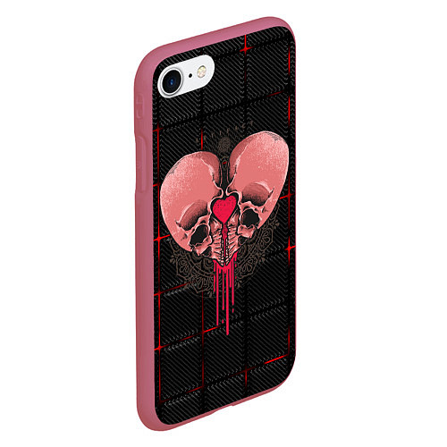 Чехол iPhone 7/8 матовый Halloween love / 3D-Малиновый – фото 2