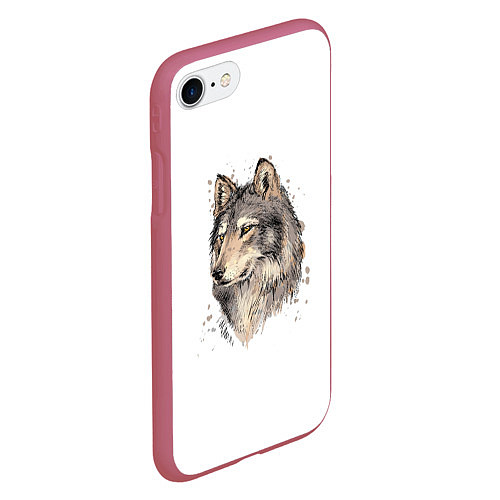 Чехол iPhone 7/8 матовый Волк / 3D-Малиновый – фото 2