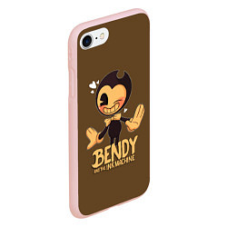 Чехол iPhone 7/8 матовый Bendy And The Ink Machine, цвет: 3D-светло-розовый — фото 2