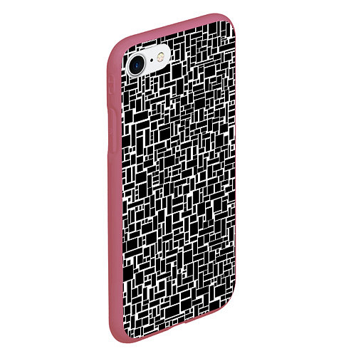 Чехол iPhone 7/8 матовый Геометрия ЧБ Black & white / 3D-Малиновый – фото 2