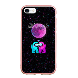 Чехол iPhone 7/8 матовый Among Us Love, цвет: 3D-светло-розовый