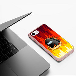 Чехол iPhone 7/8 матовый Among Us Fire Z, цвет: 3D-светло-розовый — фото 2