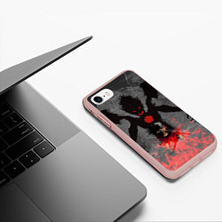 Чехол iPhone 7/8 матовый Черный клевер, цвет: 3D-светло-розовый — фото 2