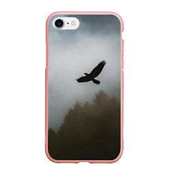 Чехол iPhone 7/8 матовый Орёл над лесом, цвет: 3D-светло-розовый