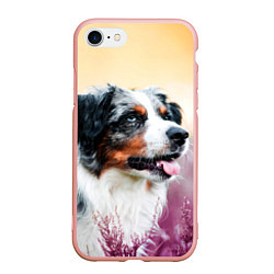 Чехол iPhone 7/8 матовый Австралийская Овчарка, цвет: 3D-светло-розовый