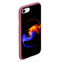 Чехол iPhone 7/8 матовый Две стихии, цвет: 3D-малиновый — фото 2