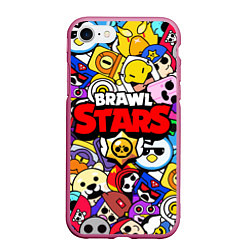 Чехол iPhone 7/8 матовый BRAWL STARS, цвет: 3D-малиновый