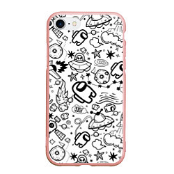 Чехол iPhone 7/8 матовый AMONG US, цвет: 3D-светло-розовый