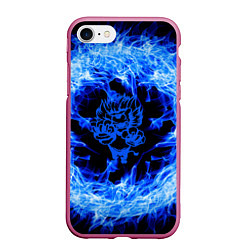 Чехол iPhone 7/8 матовый Лев в синем пламени, цвет: 3D-малиновый
