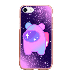 Чехол iPhone 7/8 матовый AMONG US - SPACE, цвет: 3D-светло-розовый
