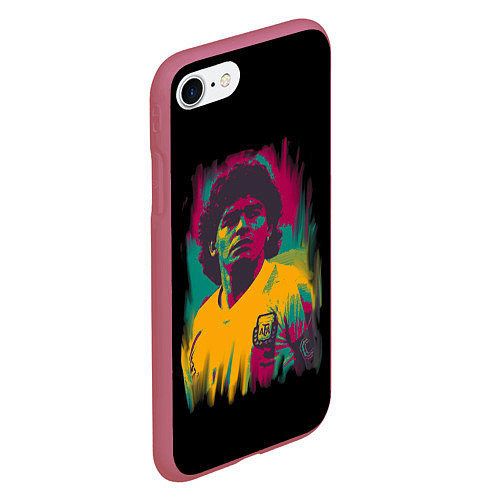 Чехол iPhone 7/8 матовый Diego Maradona / 3D-Малиновый – фото 2