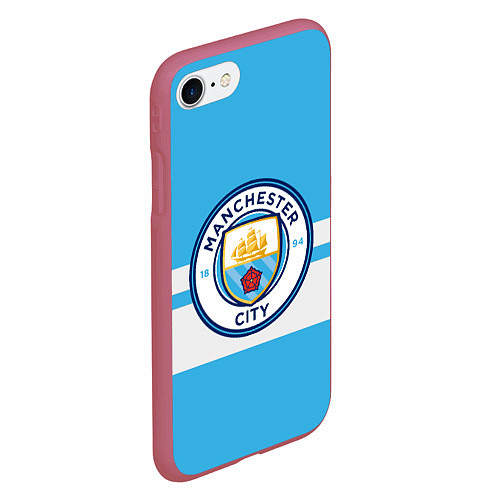 Чехол iPhone 7/8 матовый MANCHESTER CITY / 3D-Малиновый – фото 2