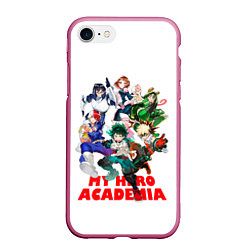 Чехол iPhone 7/8 матовый Моя геройская академия, цвет: 3D-малиновый