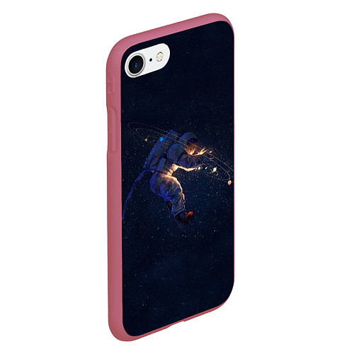 Чехол iPhone 7/8 матовый Космонавт / 3D-Малиновый – фото 2